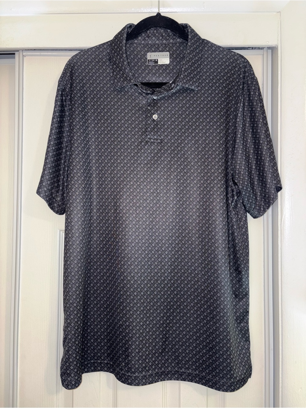 PGA Tour Men's Charcoal Gray Micro-Pattern Polo